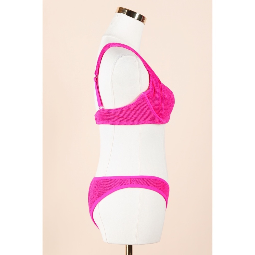 Sz S/M Good American Always Fits Demi Bikini Top & Classic Bottom In Pink Glow - Picture 3 of 7